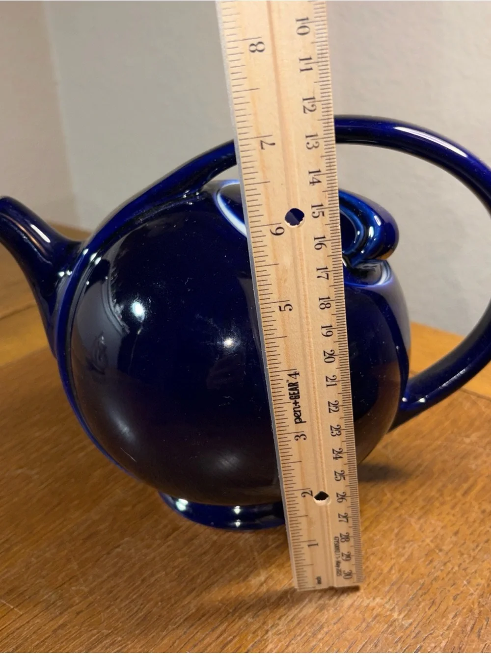 HALL POTTERY Vintage Cobalt Blue AIRFLOW TEAPOT Art Deco Small Chip On Spout